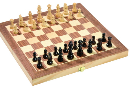 Uitklapbaar schaakkoffertje 29,5x29,5cm uitgevouwen