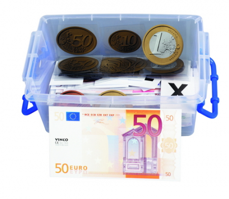 Magnetische euro demonstratie set voor op het bord, in plastic doos verpakt