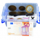 Magnetische euro demonstratie set voor op het bord, in plastic doos verpakt