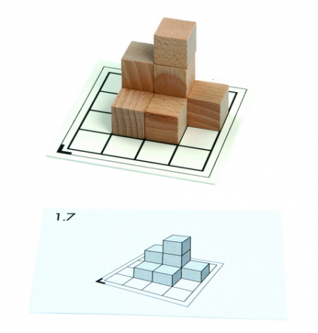 Cubo 3D werkkaarten voor het 3D inzicht, moeilijkheidsgraad 1, zonder blokken