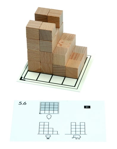 Cubo 3D werkkaarten voor het 3D inzicht, moeilijkheidsgraad 5, zonder blokken