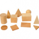 Houten geometrische blokken, 7 3D vormen en 4 2D vormen, hoogte tot 7,5 cm, totaal 11 stuks