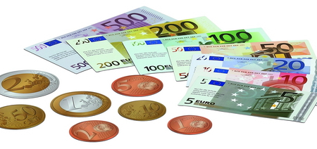 Magnetische euro's met munten en biljetten