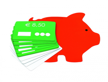 Afrekenen op het spaarvarken, met 10 werkkaarten (Eurobiljetten en munten niet inbegrepen)