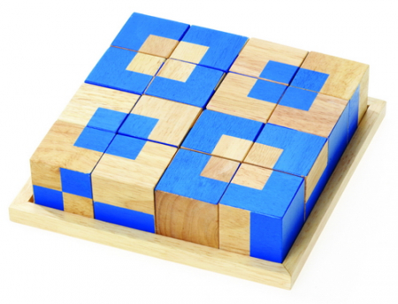 Houten patroon blokken in tray