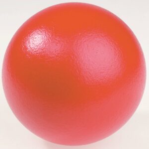 Rode zachte softbal met een diameter van 18 cm, ideaal voor gymlessen en buitenactiviteiten.