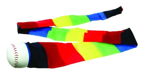 Zachte imitatieleren bal met kleurrijke staart, geschikt voor werp- en vangspellen en racketspellen.