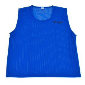 Blauwe team hesjes in maat S, gemaakt van ademend mesh materiaal, geschikt voor gym en teamsportactiviteiten.