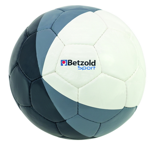 Grijze wedstrijdvoetbal maat 5 van synthetisch leer met glanzende coating en modern design. Perfect voor schoolpleinen.