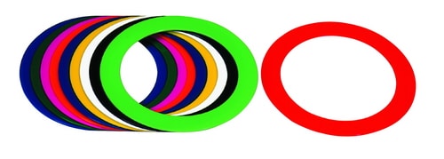 Kleurige jongleren soft ringen van 24 cm, 70 gram, in diverse kleuren, geschikt voor buitenspel en gym.