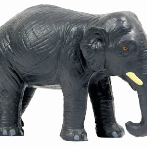 Zachte Aziatische olifant in zwart, 18,3x8,1x12,3 cm, ideaal voor spel- en ontwikkelingsactiviteiten voor kinderen.