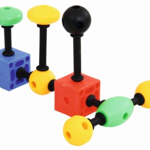 Kleurrijke 3D connectieset met 140 onderdelen, waaronder blokken en verbindingen voor het bouwen van structuren en vormen.