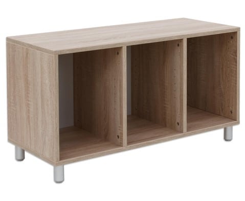 EduCasa kast 3-dlg 35cm S met drie open compartimenten en een lichte houten afwerking, ideaal voor opbergen in de kinderop...