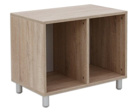 Compacte EduCasa kast 2-dlg 55cm M met twee open vakken, ideaal voor opbergen in klaslokalen en kinderopvangruimtes.