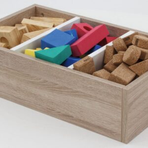 EduCasa Sorteer Kist met vakken voor het sorteren van kleurrijke blokken en vormen, ideaal voor kinderen om te leren ordenen.