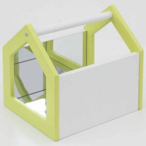 EduCasa opzet Spiegelhuis in lime en wit, met een huisvorm en spiegels, stimuleert nieuwsgierigheid en zelfontdekking.