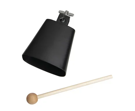 Koebel grootte 4, 105 mm in zwart met houten stokje voor het bespelen. Geschikt voor muziek en ritmes.