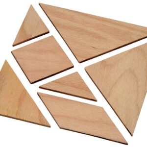 Tangram puzzelset van 15x15 cm met zeven houten geometrische vormen voor creatief leren en logisch denken.