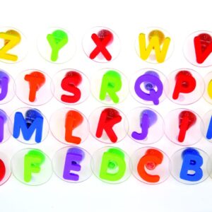 XL-letterstempels in diverse kleuren, met stickers voor eenvoudige herkenning van letters, geschikt voor kinderen.