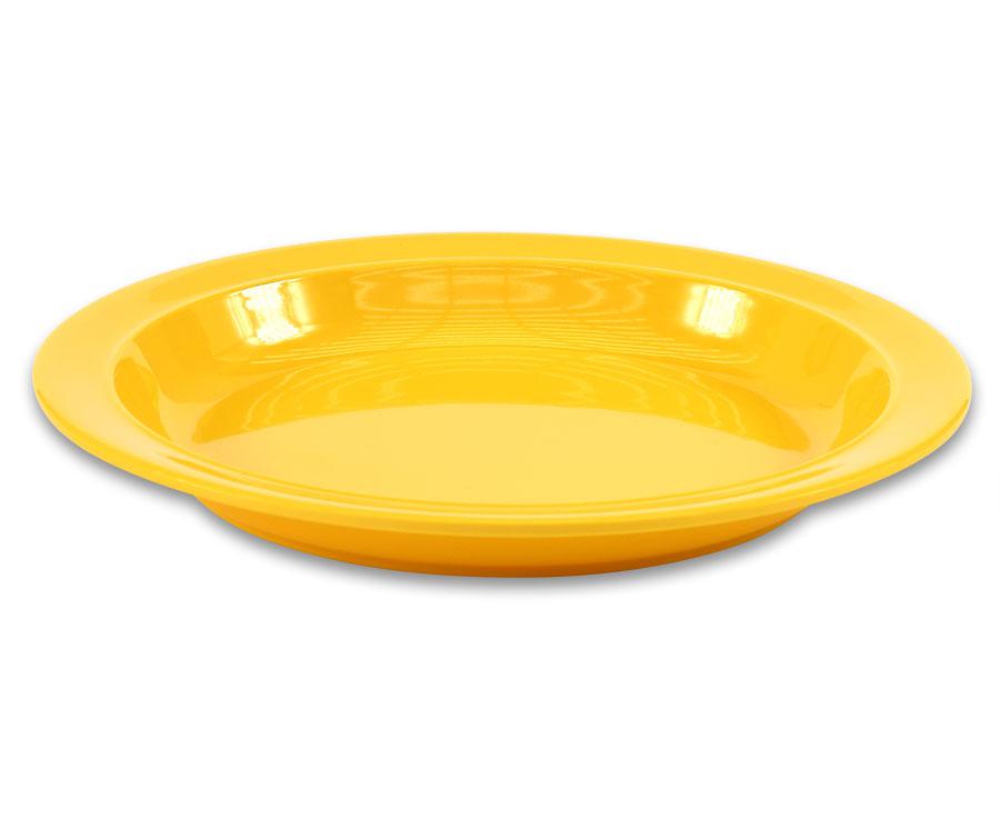 Klein geel soepbord van 18,5 cm, geschikt voor huis- en poppenhoek, leermiddelen en speelhoeken.