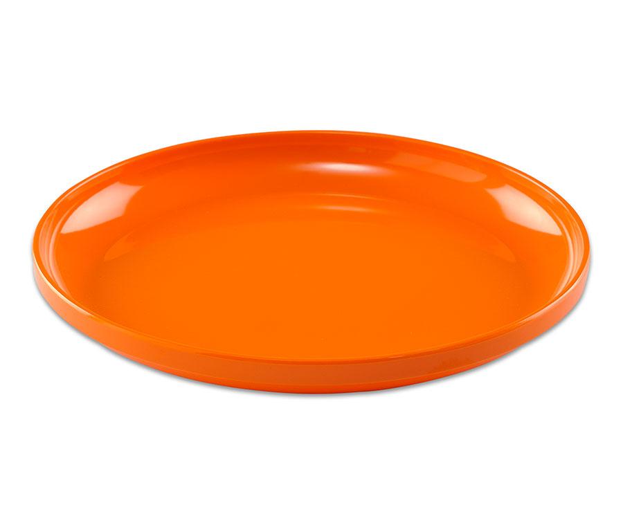 Oranje medium bord van 20 cm, gladde afwerking, geschikt voor speelhoeken en leermiddelen.