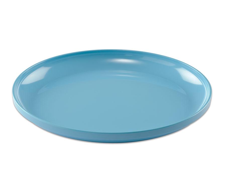 Groot blauw bord van 25 cm, geschikt voor huis- en poppenhoek, leermiddelen en speelhoeken.