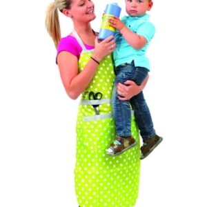 Groen schort voor volwassenen met witte stippen, 92x62cm, gemaakt van 100% polyester, ideaal voor creatief gebruik.