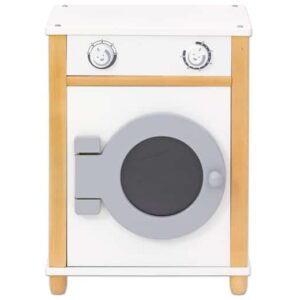 Stevige wasmachine voor de keukenhoek met geïntegreerde handgrepen en draaiknoppen voor een speelse waservaring.