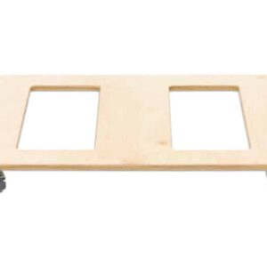 Trolley voor opklapbedje met 4 wielen, waarvan 2 met rem, ideaal voor het verplaatsen van bedden naar opslag.