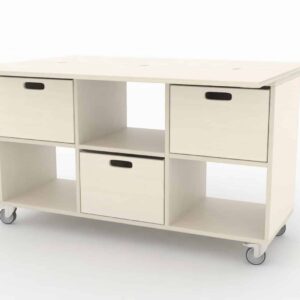 Multi Statafel 6 Vaks met zes opbergvakken en een ruim tafelblad, ideaal voor multifunctioneel gebruik.