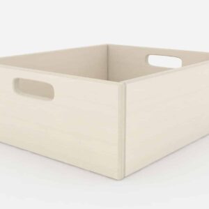 Lichte houten opbergkist S met handvatten, ideaal voor kinderopvang en het organiseren van speelgoed.