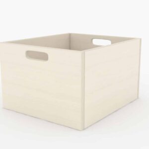 Opbergkist M in lichtbeige, vierkant met handgrepen, ideaal voor kinderopvang en opbergen van speelgoed.