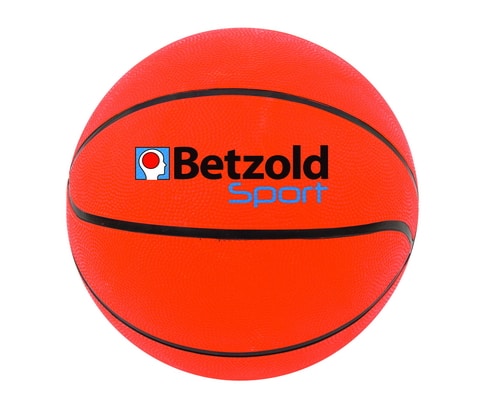 Basketbal training, maat 5, oranje met zwart, logo van Betzold Sport, ideaal voor gymles en buitenspelen.