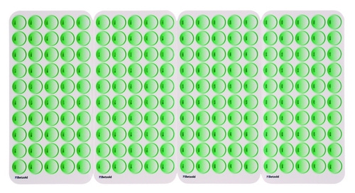 Set van 400 groene stickers voor gebruik met de sprekende pen Tellimero, op vier vellen gepresenteerd.