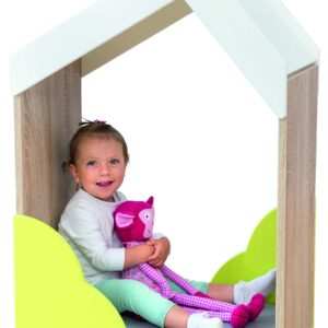 Knuffelhuis met zachte randen, open structuur en vrolijke kleuren, ideaal voor kinderen om te spelen of te ontspannen.
