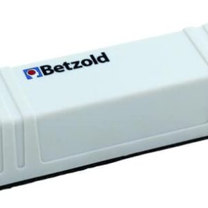 Betzold whiteboard wisser in wit, ontworpen voor het schoonmaken van schoolborden, met logo op de bovenkant.