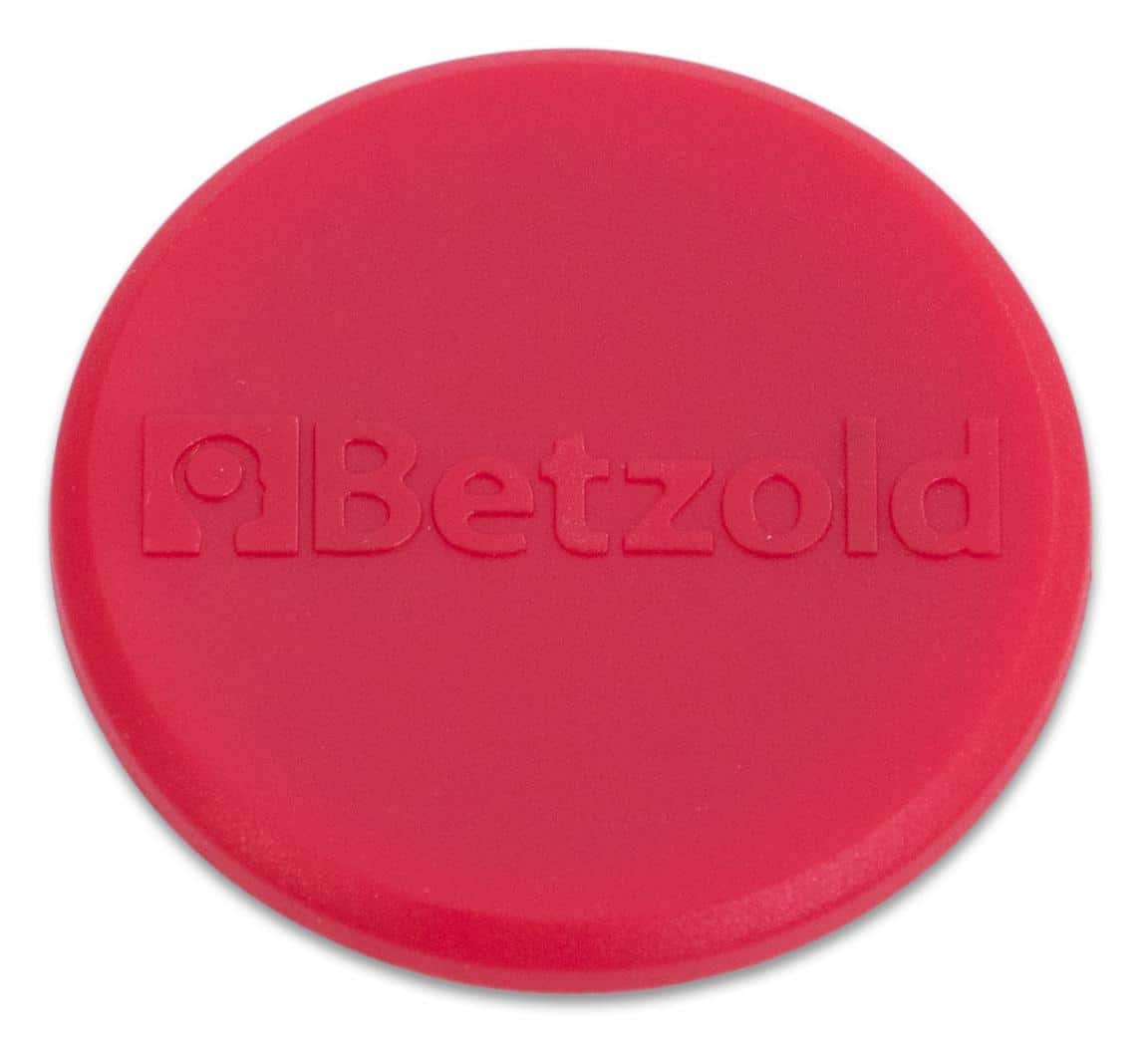 Rode magneten van 3 cm, set van 10 stuks, met het logo van Betzold, geschikt voor gebruik op het bord.