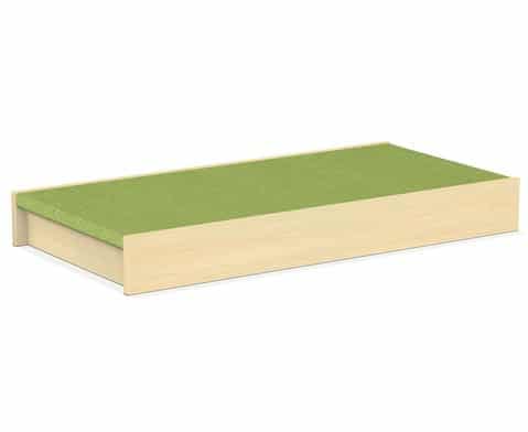 Speelplatform Klein rechthoek 100x50cm met groene bovenkant, ideaal voor kinderen om te spelen en ontdekken.