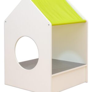 Sokkel Huis Classic, 75x75 cm, met een groene dakbedekking en een ronde opening aan de voorkant.