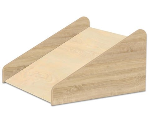 Speelplatform Glijbaan 75x75cm van hout, met een gladde glijbaan en afgeronde randen, ideaal voor kinderopvang.