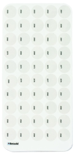 Transparante blanco stickers voor Tellimero, set van 400 stuks, op een witte achtergrond.