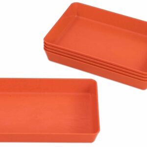 Set van 5 oranje biokunststof schalen, ideaal voor creatief gebruik en sorteren van materialen.