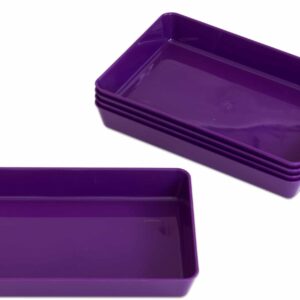 Set van 5 paarse sorteerschalen van biokunststof, afmetingen 26 x 18 x 12 cm, ideaal voor opbergen en sorteren.