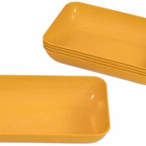 Set van 5 gele sorteerschalen van biokunststof, afmetingen 47x23x14,7 cm, ideaal voor opbergen en sorteren.