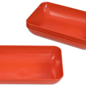 Set van 5 oranje sorteerschalen van biokunststof, afmetingen 47x23x14,7 cm, ideaal voor opbergen en sorteren.