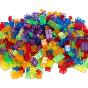 Transparante bouwstenen in diverse kleuren, 1000 stuks, ideaal voor creatief bouwen en motorische ontwikkeling.