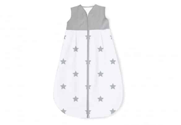 Slaapzak Winter Star in grijs met sterrenpatroon, OEKO-TEX®, 130 cm, geschikt voor kinderopvang en slapen.