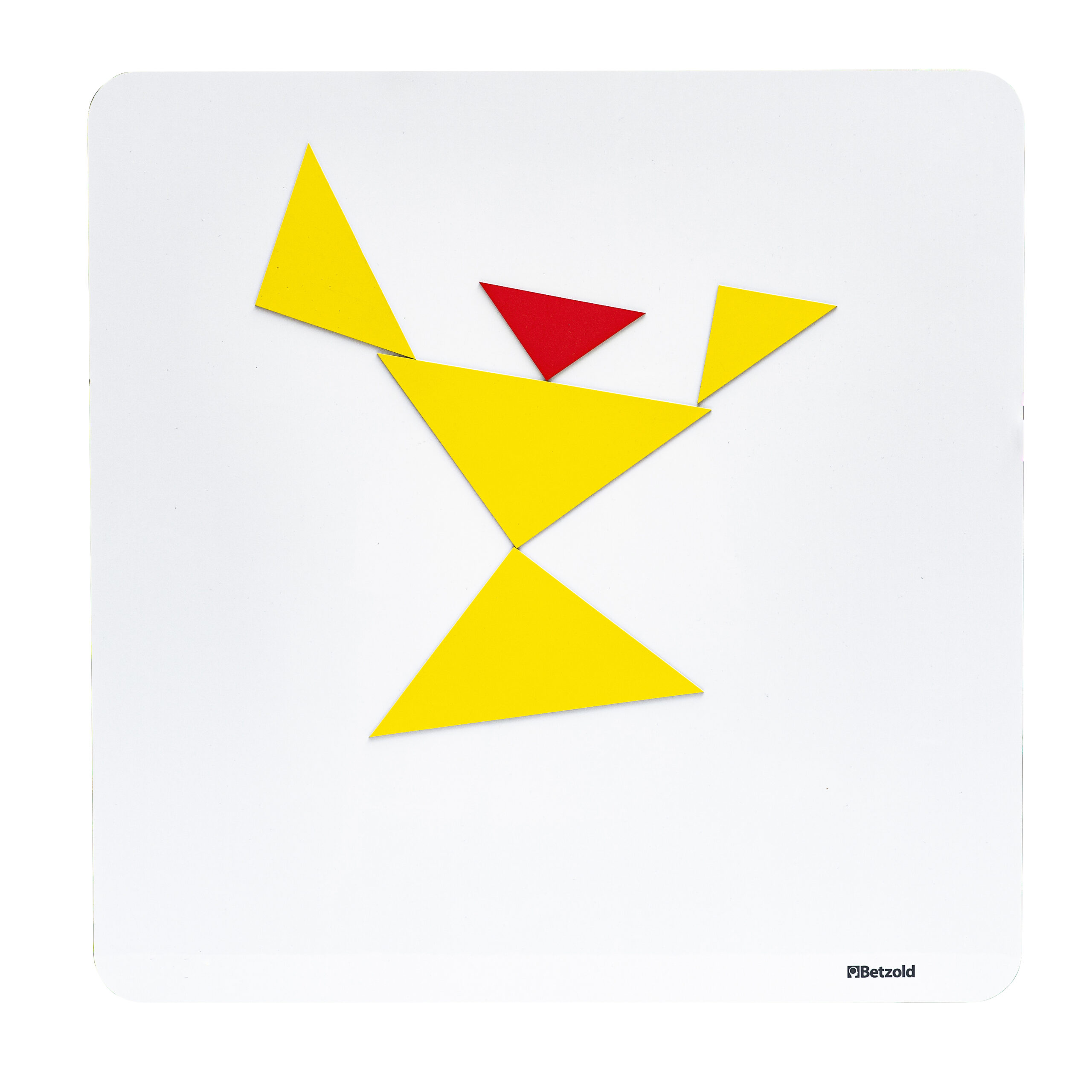 Wit magnetisch bord met geometrische vormen in geel en rood, geschikt voor creatieve toepassingen en notities.