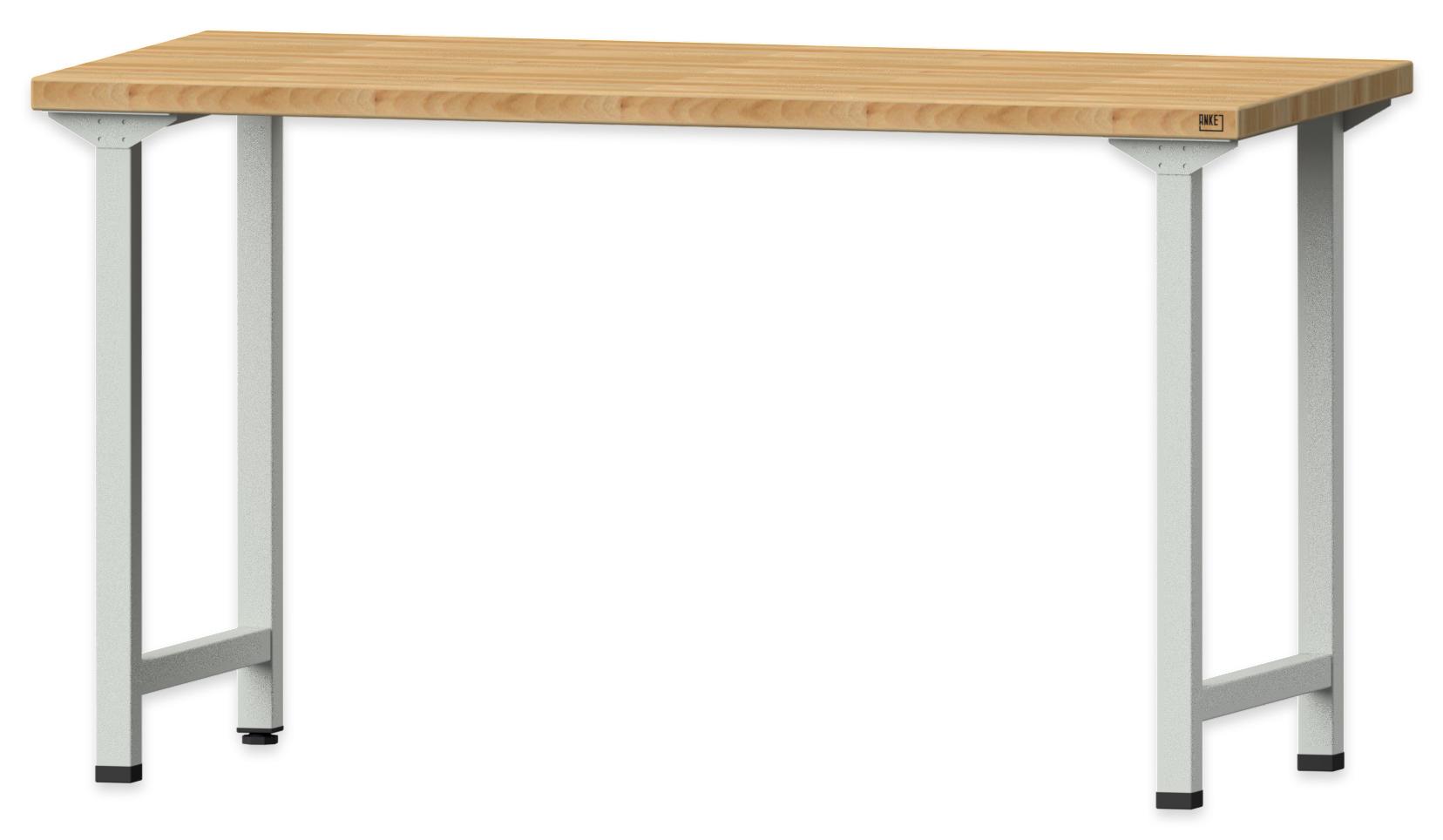 Enkele werkplek met een houten blad en metalen poten, diepte 70 cm, geschikt voor diverse werkzaamheden.