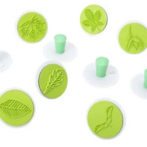 Giant Stamp Sheets, 10 stuks, met groene stempels van bladeren, diameter 7,5 cm, geschikt voor creatief stempelen.